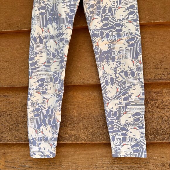 LuLaRoe Disney Mickey Mouse Print Leggings Tween Size Blue & White Stretchy - Picture 5 of 7